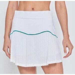 L'Etoile Sport High Waisted Mini Tennis Skirt with Built-in Short White S NWT